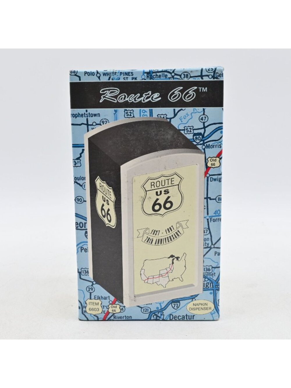 Route US 66 Napkin Holder 70th Anniversary NIB Shadle Enterprises Vintage 1996